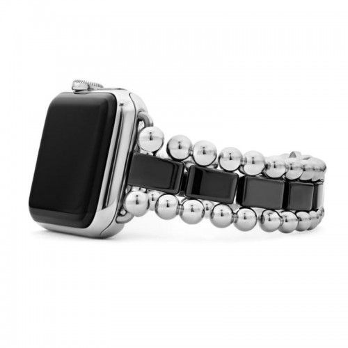 Lagos Stainless Steel And Ceramic Smart Caviar Black Ceramic Watch Bracelet