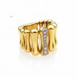 Chimento 18k white and yellow gold Bamboo over style ring with diamonds weighing 0.27 carat total weight