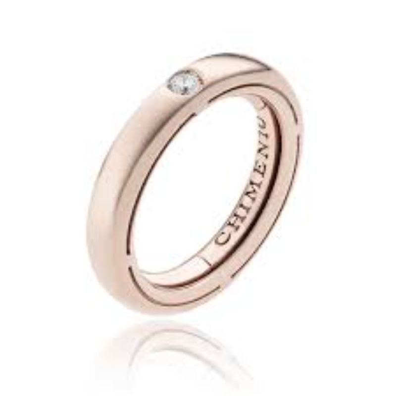 Chimento 18k rose gold stack ring with a diamond weighing 0.07 carat total weight