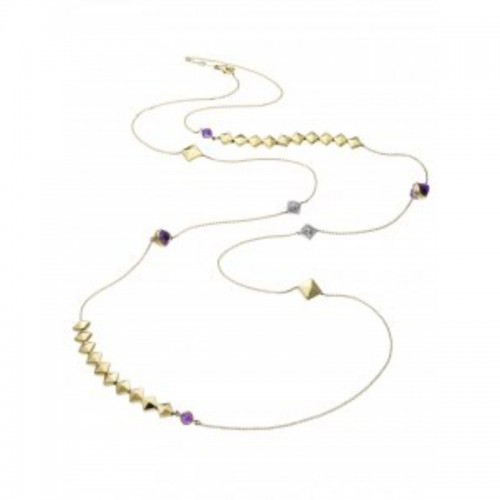 Chimento 18k yellow gold Armillas Secret necklace with amethyst and diamonds weighing 0.19 carat total weight