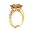 18K Yellow Gold Pastel 10X10Mm Emerald Cut Citrine Ring