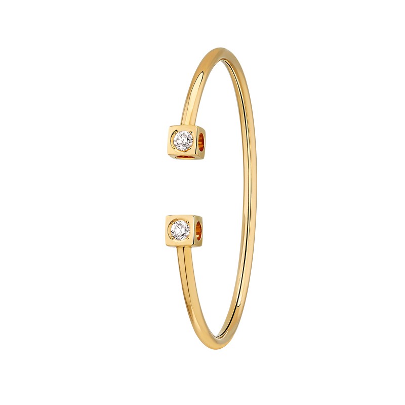 18K Yellow Gold Le Cube Diamant Large Flex Cuff Bracelet