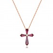 18K Rose Gold Pastel Cross Pendant Necklace