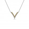 18K White Gold Rhodium Plated Precious Pastel Double V Pendant Necklace