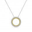 18K White Gold Rhodium Plated And 18K Yellow Gold 20Mm Open Circle Pendant Necklace
