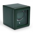 WOLF Single Cub Watch Winder With Cover In Green Leather
