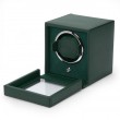WOLF Single Cub Watch Winder With Cover In Green Leather
