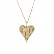 18K Yellow Gold  Precious Pastel 28Mm Large Angel Heart Pendant Necklace