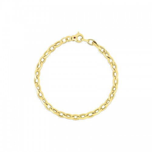 Roberto Coin 18k yellow gold high polish 10x5mm almond link chain bracelet, 8
