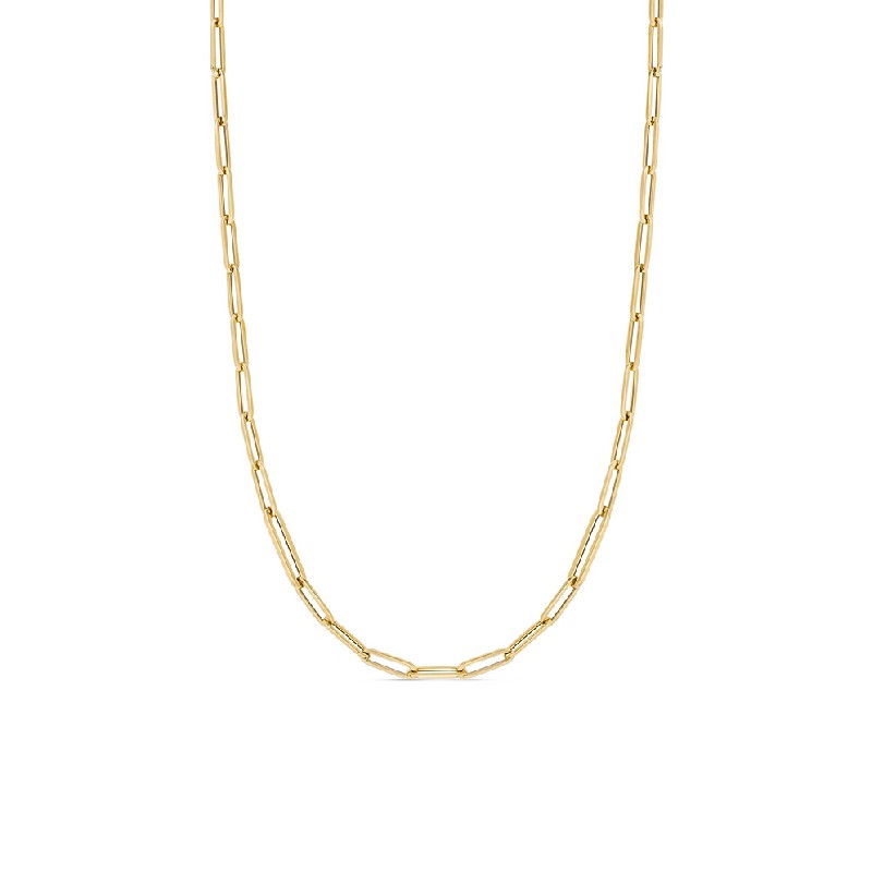 Roberto Coin 18K yellow gold Designer Gold alternating size paperclip link chain, 34