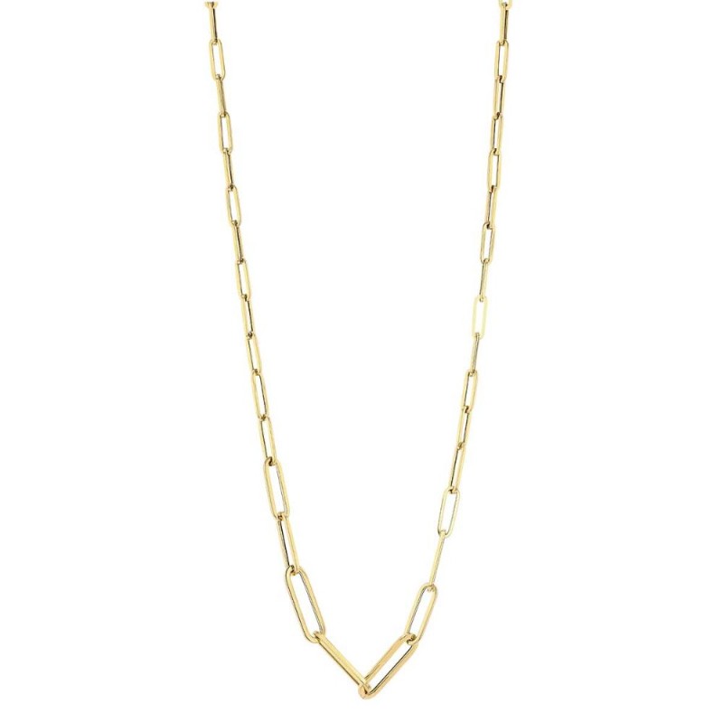 Roberto Coin 18K Yellow Gold Graduated Paper Clip Chain Link Necklace