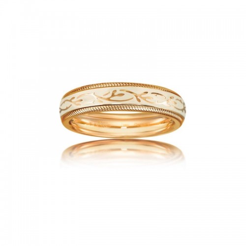 Wellendorff Vanilla Fantasy ring, 18k yellow gold with diamond weighing 0.01 carat, cold enamel, spinning