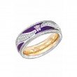 Wellendorff Purple Kiss ring, 18k white gold with diamonds weighing 0.36 carat total weight, cold enamel, spinning
