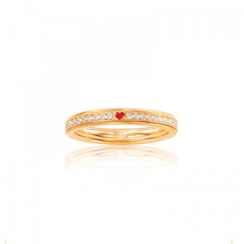 Wellendorff 18k yellow gold My Heart ring with diamonds weighing 0.40 carat total weight, size 52