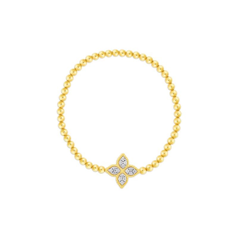 Roberto Coin  Yellow & White Gold Diamond Princess Flower Bracelet Petite