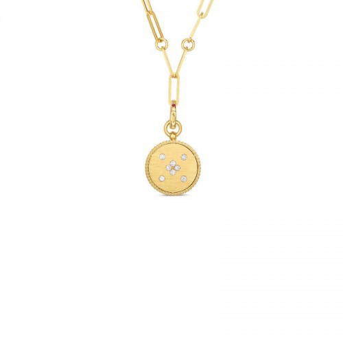 Roberto Coin 18 Karat Yellow Gold Venetian Princess Satin Finish Small Medallion Necklace