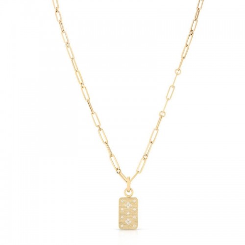 Roberto Coin 18K Yellow Gold Venetian Princess Diamond Dog Tag Pendant Necklace