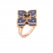 Roberto Coin 18K Rose Gold Venetian Princess Blue Titanium And Diamond Flower Ring