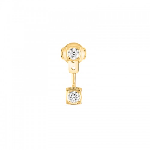 18K Yellow Gold Le Cube Diamant Single Cube Stud Dangle Earring