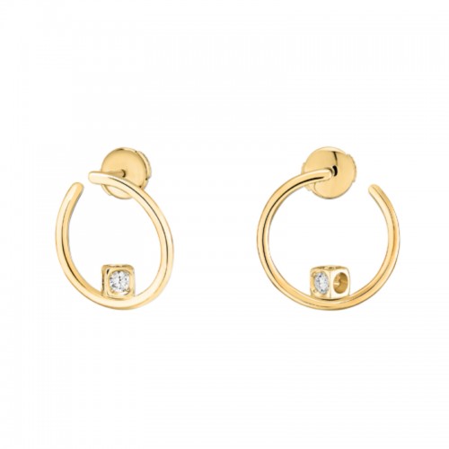 18K Yellow Gold Le Cube Diamant Small Hoop Earrings
