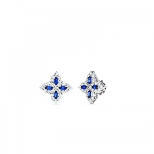 Roberto Coin 18K Diamond & Sapphire Lg Flower Stud Earring