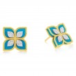 Roberto Coin 18K Yellow And White Gold Turquoise & Diamond Princess Flower Earrings