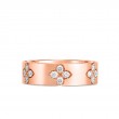Roberto Coin 18K rose gold Verona diamond flower band ring with round diamonds weighing 0.45 carat total weight, SZ 7