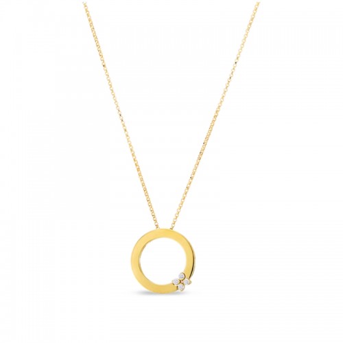 Roberto Coin 18 Karat Yellow Gold Love In Verona Circle Of Life Diamond Pendant Necklace