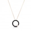 Roberto Coin 18K rose gold Love in Verona black and white diamond circle pendant with round black and white diamonds weighing 0.72 carat total weight