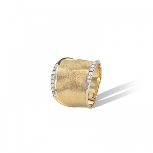 Marco Bicego® Lunaria Collection 18K Yellow Gold and Diamond Medium Ring