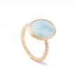 Marco Bicego 18k yellow gold Siviglia aquamarine ring with round diamonds weighing 0.08 carat total weight, size 7