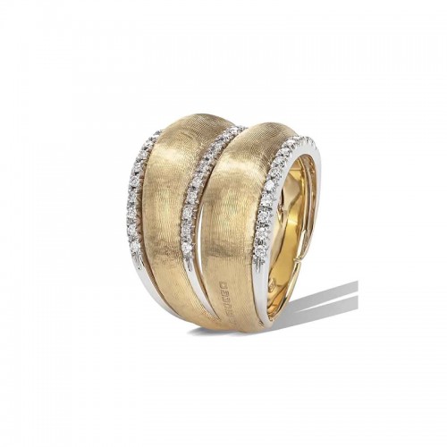 Lucia 18K Yellow Gold and Diamond Double Dome Ring
