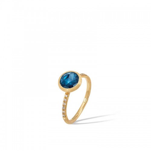 Marco Bicego 18K Yellow Gold Jaipur Color Round London Blue Topaz Stackable Ring