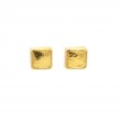 Gurhan 24K And 18K Yellow Gold Square Amulet Hammered Dome Center Stud Earrings