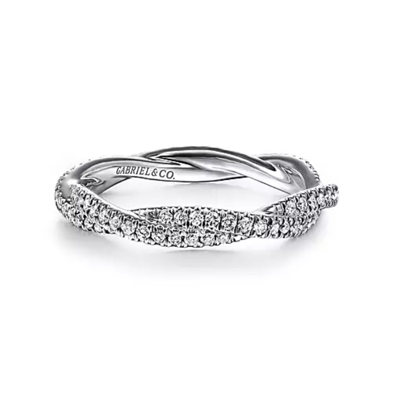 Gabriel & Co 18K White Gold Rhodium Plated Contemporary 2.9mm Eternity Twist Band