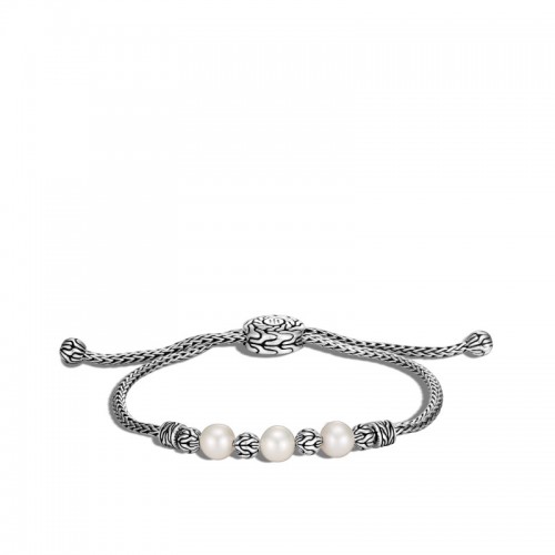 Classic Chain Pull Through Bracelet in Silver with Pearl