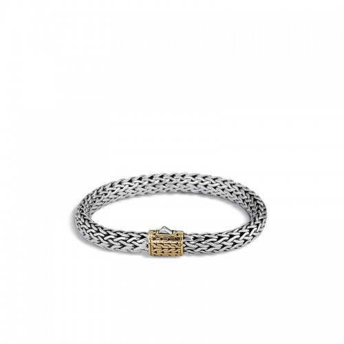Classic Chain 7.5mm Bracelet in Silver and 18K Gold (M)