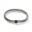Classic Chain 6.5mm Bracelet in Silver with Black Sapphire (M)