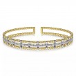 Gabriel & Co 18K Yellow Gold And 18K White Gold Rhodium Plated Bujukan 7.4mm Flexible Beaded Cuff Bracelet