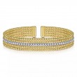 Gabriel & Co 18K Yellow Gold And 18K White Gold Rhodium Plated Bujukan 11.4 Flexible Beaded Five Row Cuff Bracelet