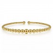 Gabriel & Co 18K Yellow Gold Bujukan Flexible Graduated Beaded Cuff Bracelet, Size 6.25