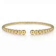 Gabriel & Co 18K Yellow Gold Bujukan Open Graduate Bead Cuff Bracelet, Size 6.25