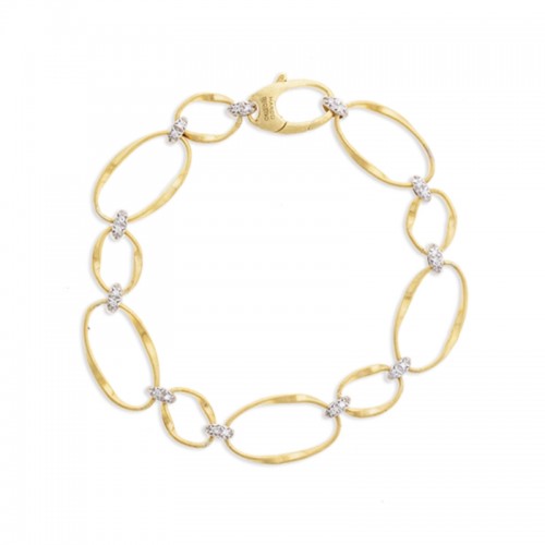Marco Bicego Marrakech Onde Collection 18K Yellow Gold and Diamond Flat Link Bracelet