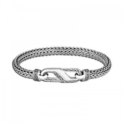 John Hardy sterling silver Classic Chain small station chain bracelet, 6.5mm bracelet with carabiner clasp, size M