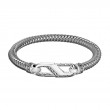 John Hardy sterling silver and steel Classic Chain bracelet with grey rubber steel cord and medium carabiner clasp, 6mm bracleet with 41.5mm carabiner clasp, size M