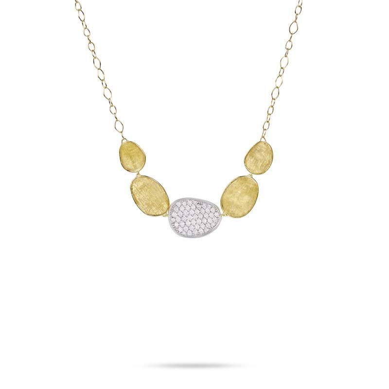 Marco Bicego 18K yellow and white gold Centralino Lunaria necklace with diamonds weighing 0.53 carat total weight, 16.5