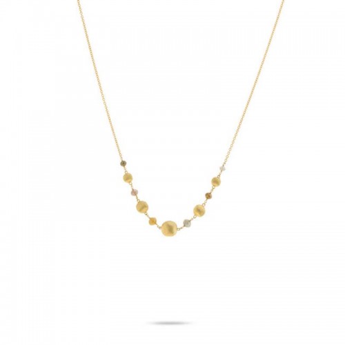 Marco Bicego 18K yellow gold Africa Stellar raw diamond necklace with raw diamond beads weighing approximately 4.92 carats total weight, 16