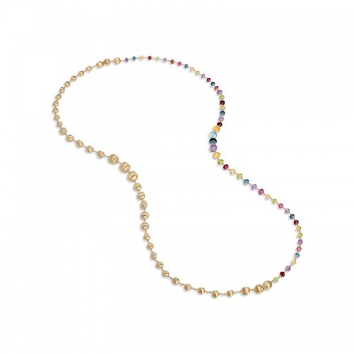 Marco Bicego 18k yellow gold Africa hand engraved yellow gold and mixed gemstone convertible graduated necklace, 36