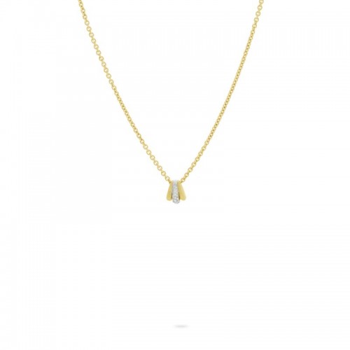 Marco Bicego 18k yellow gold Lucia link pendant necklace with diamonds weighing 0.20 carat total weight, 16.5