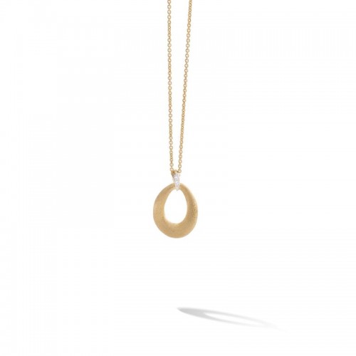 Marco Bicego 18k yellow gold Lucia loop pendant necklace with diamonds weighing 0.03 carat total weight, 16.5